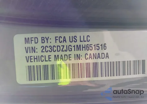 2021 Dodge Challenger Gt из США, поврежденный, VIN 2C3CDZJG1MH651516